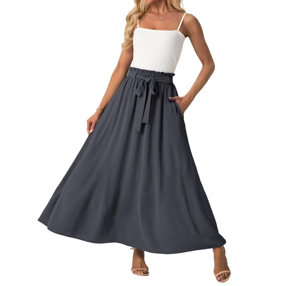 2637 Casual Skirts Summer High Waisted Flowy Maxi Skirts Trendy Cute Skirts